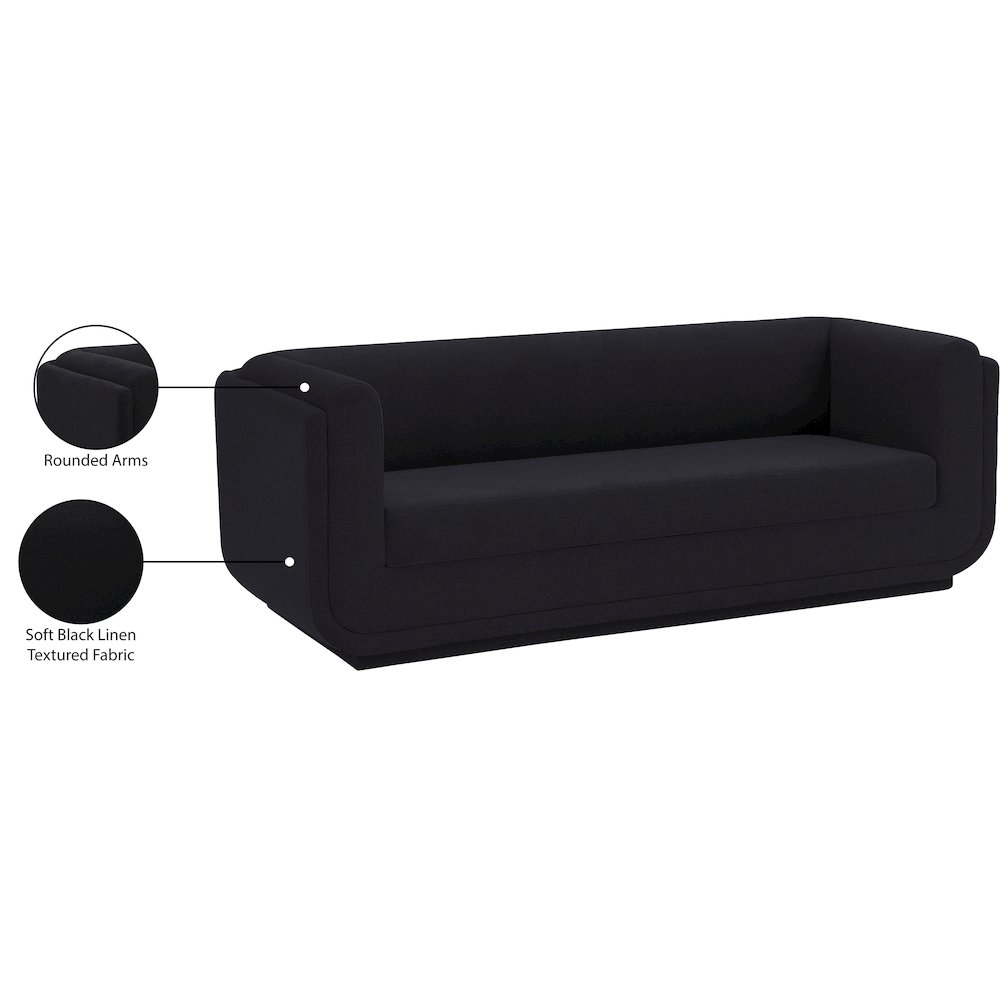 Kimora Black Linen Textured Fabric Sofa. Picture 13