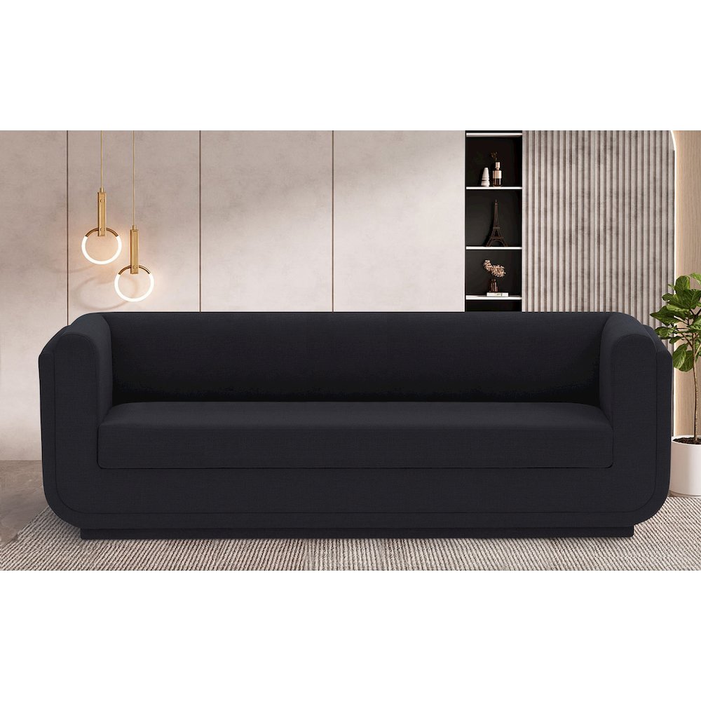 Kimora Black Linen Textured Fabric Sofa. Picture 2