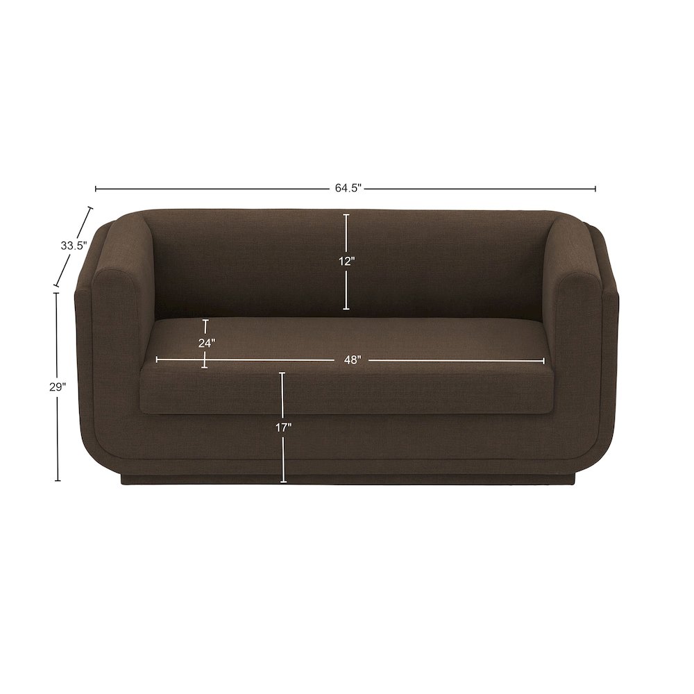 Kimora Brown Linen Textured Fabric Loveseat. Picture 12