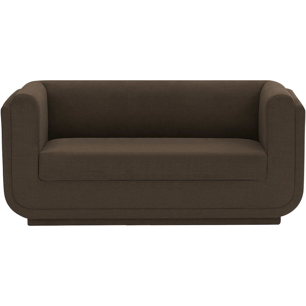Kimora Brown Linen Textured Fabric Loveseat. Picture 4