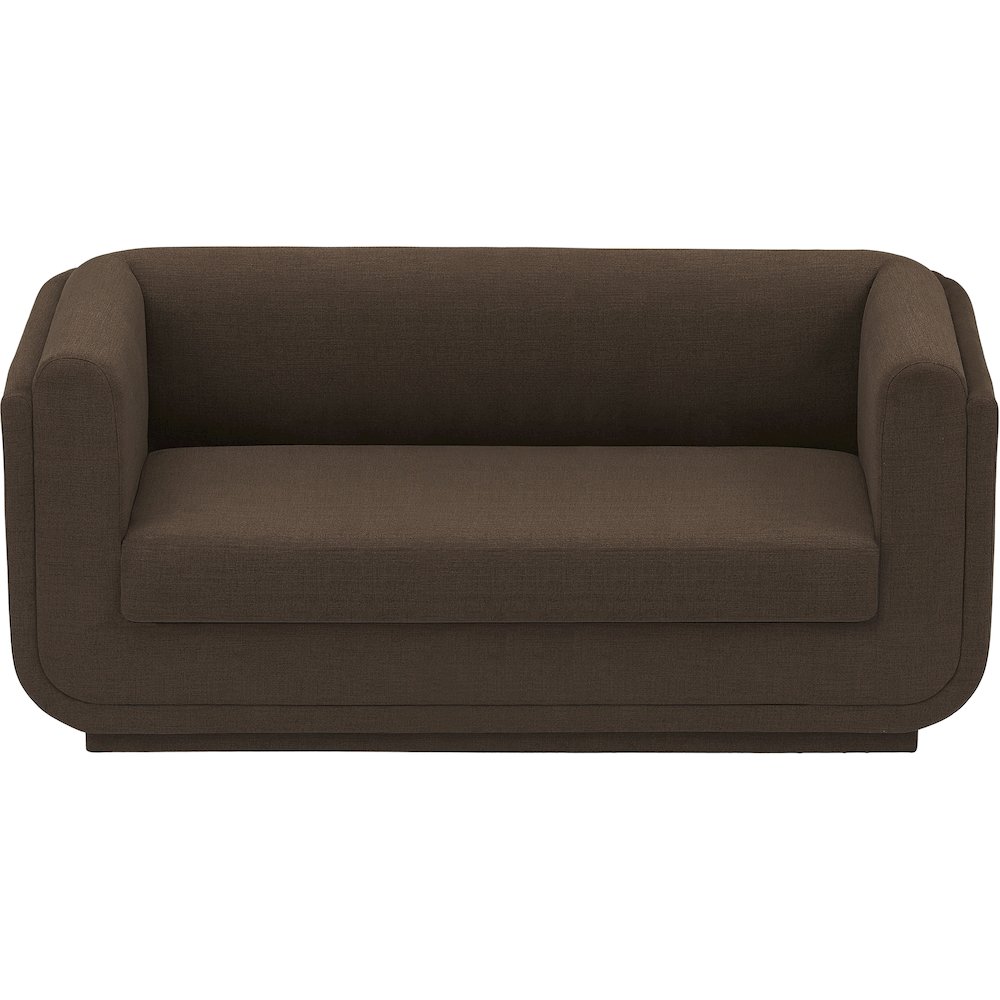 Kimora Brown Linen Textured Fabric Loveseat. Picture 5