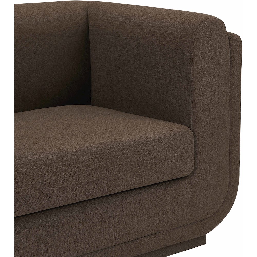 Kimora Brown Linen Textured Fabric Loveseat. Picture 8