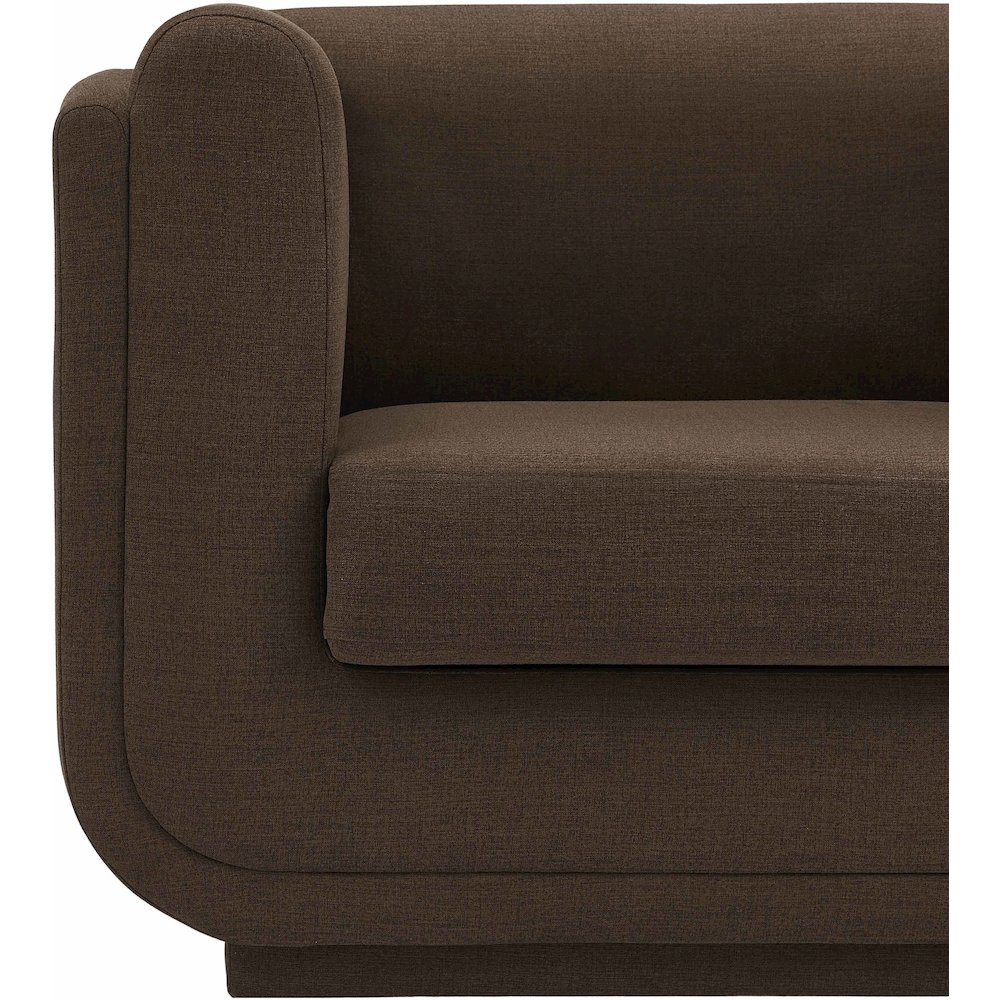 Kimora Brown Linen Textured Fabric Loveseat. Picture 9