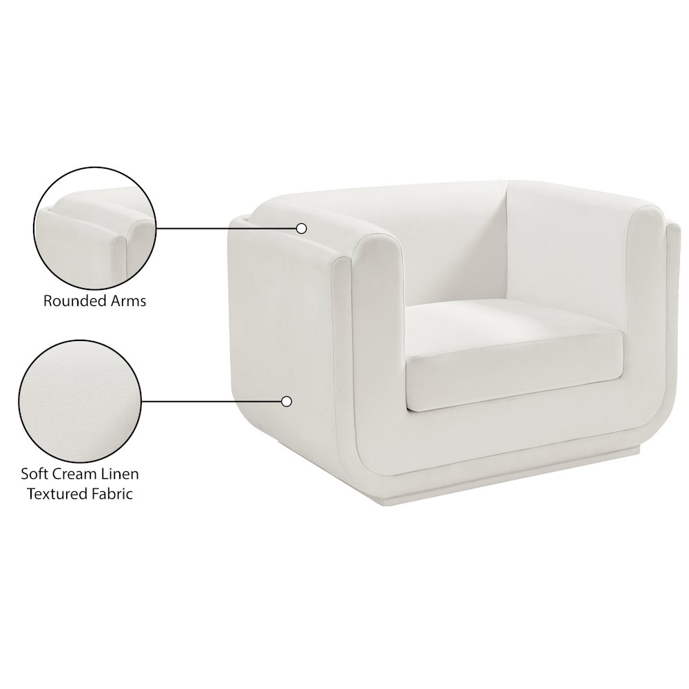 Kimora Cream Linen Textured Fabric Chair. Picture 13