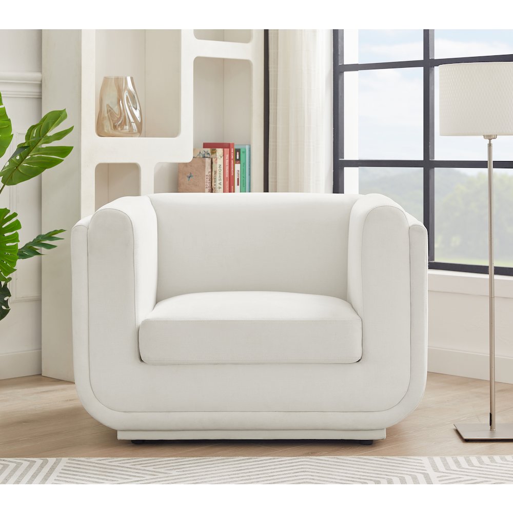 Kimora Cream Linen Textured Fabric Chair. Picture 2