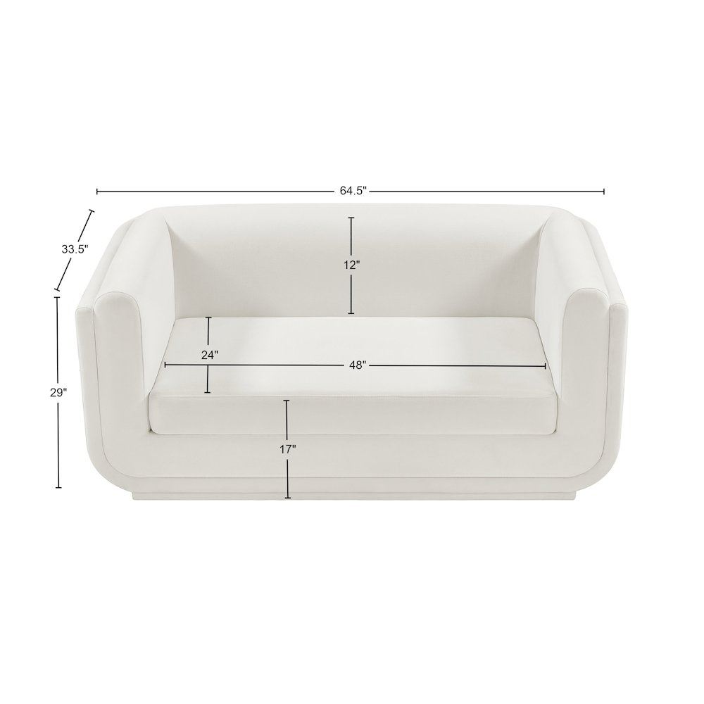 Kimora Cream Linen Textured Fabric Loveseat. Picture 12