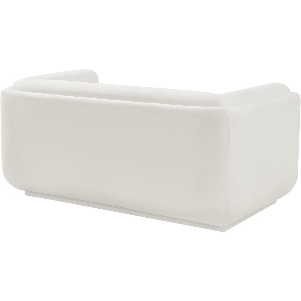 Kimora Cream Linen Textured Fabric Loveseat. Picture 3