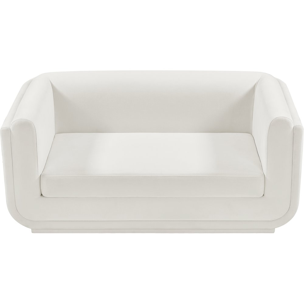 Kimora Cream Linen Textured Fabric Loveseat. Picture 5