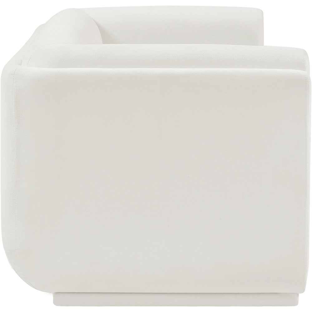 Kimora Cream Linen Textured Fabric Loveseat. Picture 6