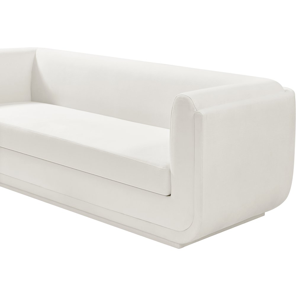 Kimora Cream Linen Textured Fabric Loveseat. Picture 8