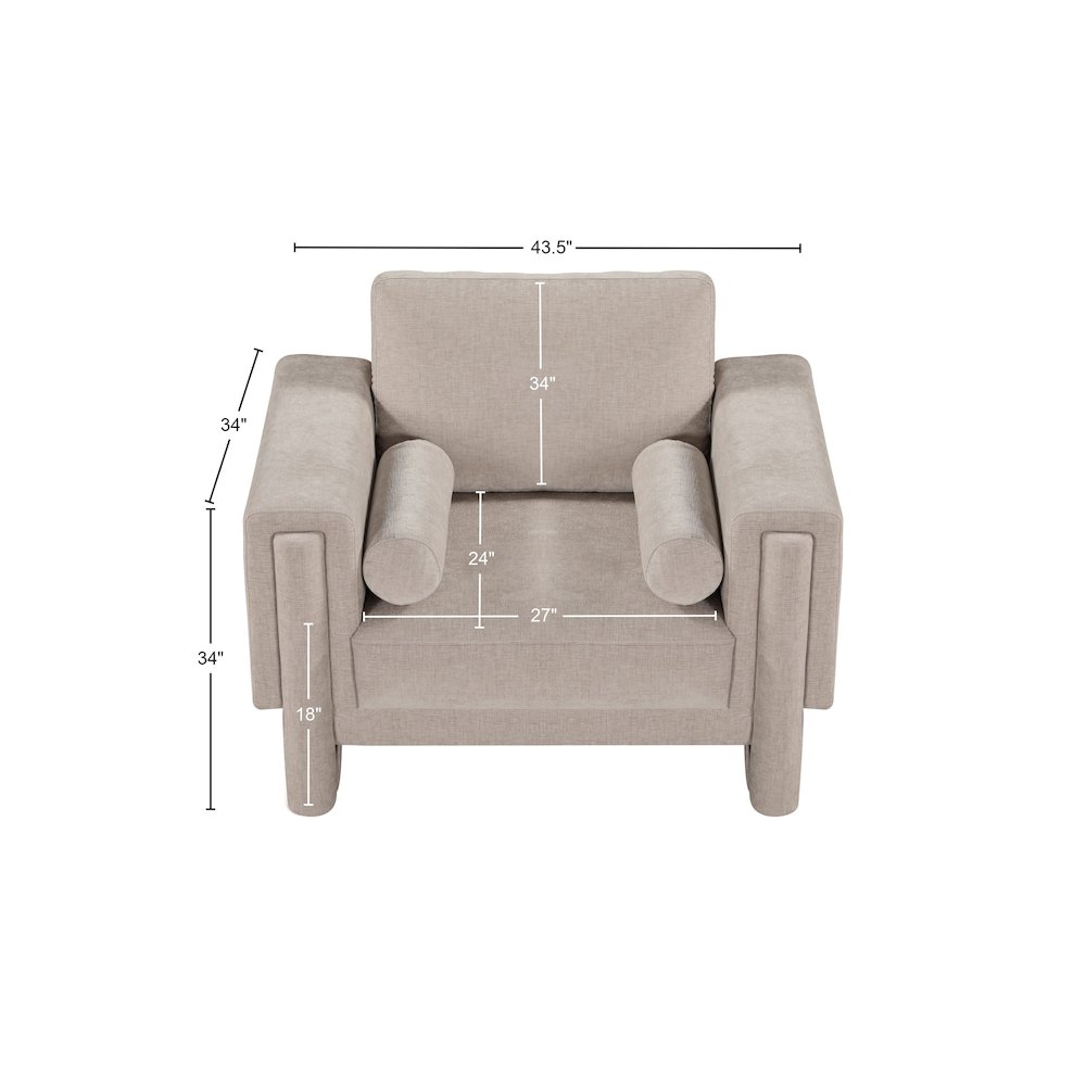 Madeline Beige Chenille Fabric Chair. Picture 15