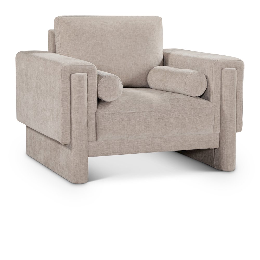 Madeline Beige Chenille Fabric Chair. Picture 1