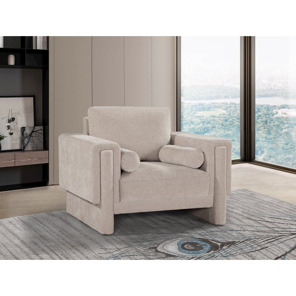 Madeline Beige Chenille Fabric Chair. Picture 2