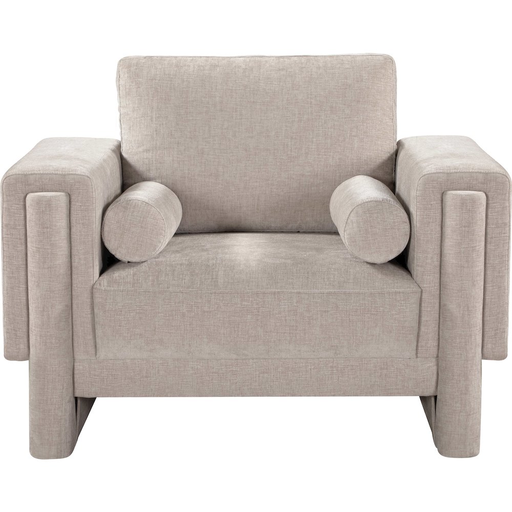 Madeline Beige Chenille Fabric Chair. Picture 4