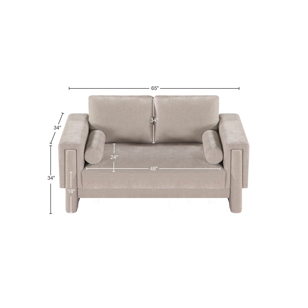 Madeline Beige Chenille Fabric Loveseat. Picture 15