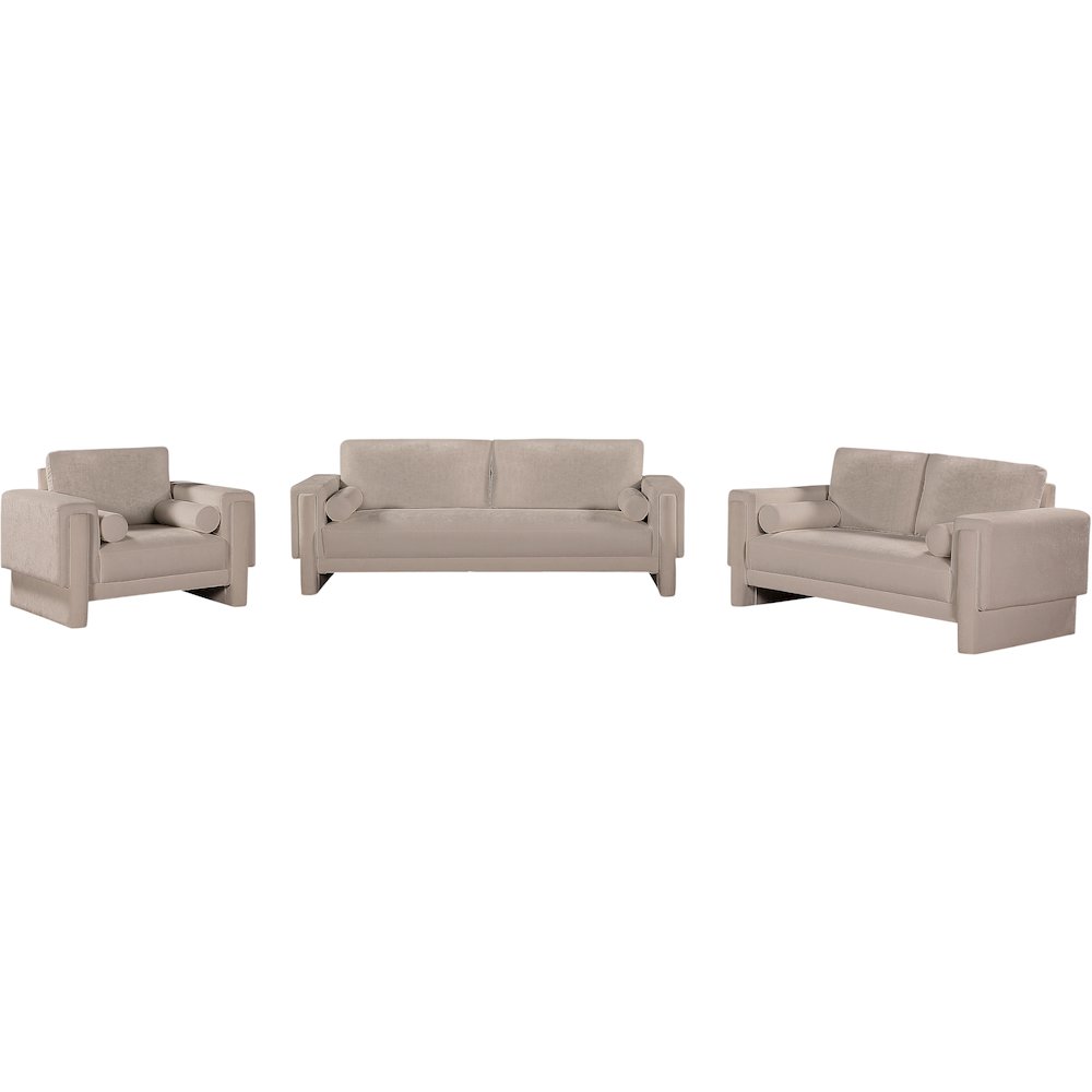 Madeline Beige Chenille Fabric Loveseat. Picture 13