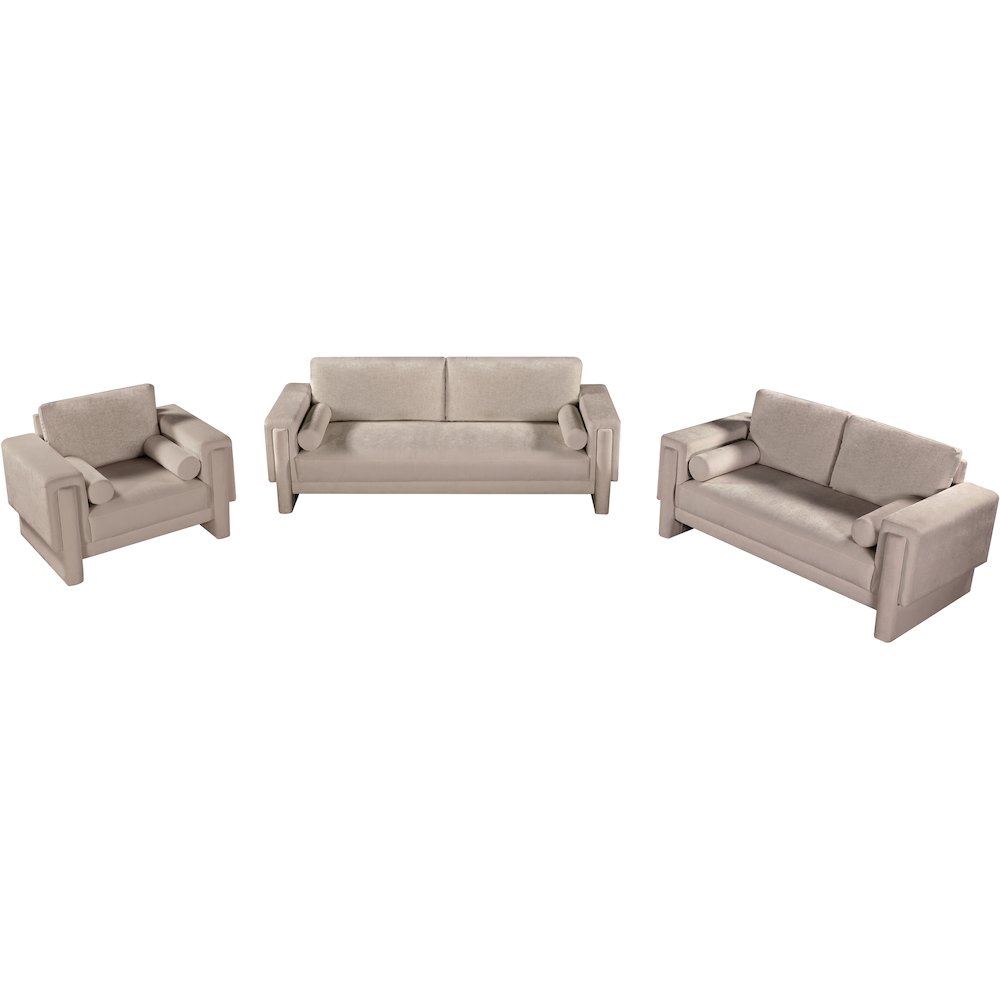 Madeline Beige Chenille Fabric Loveseat. Picture 14