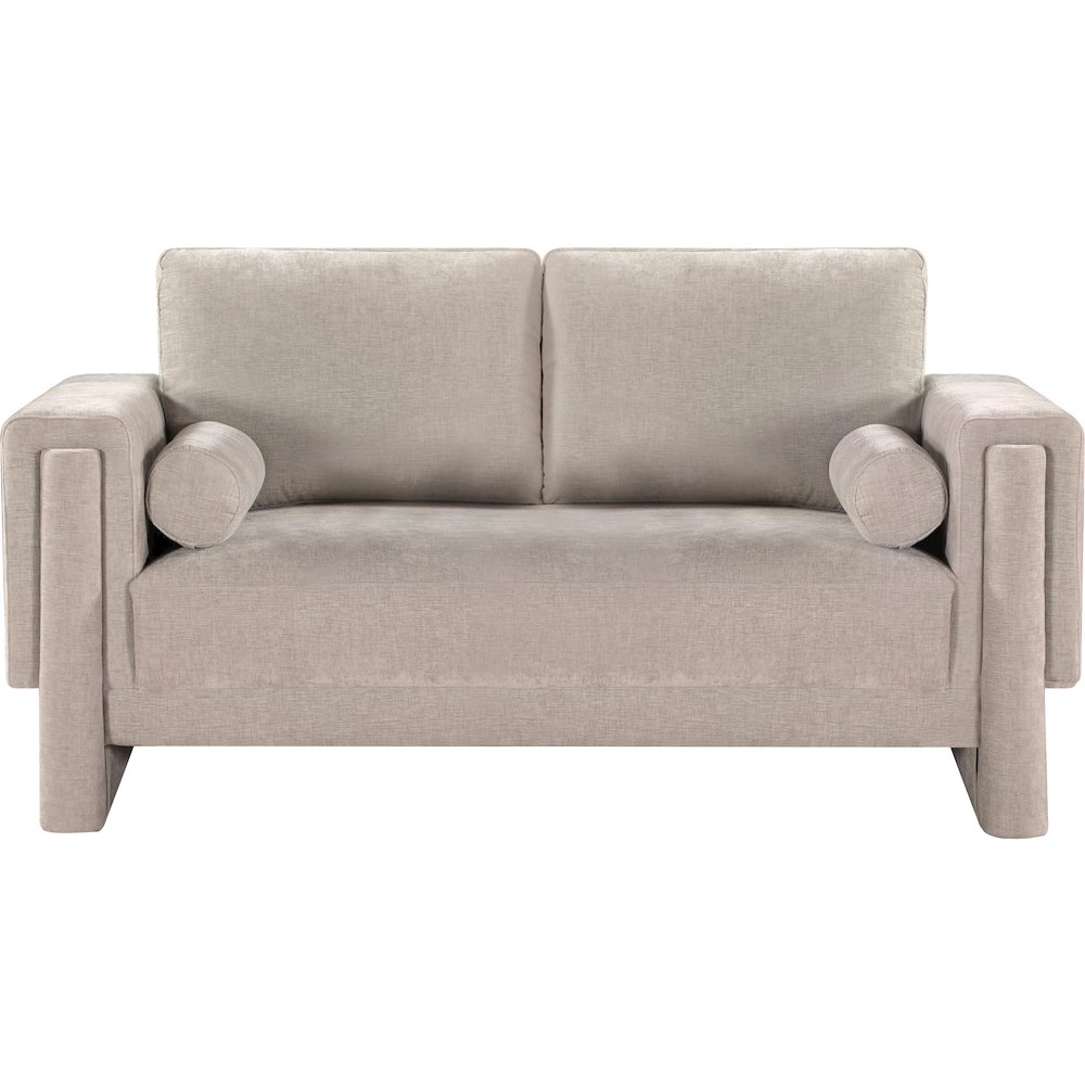 Madeline Beige Chenille Fabric Loveseat. Picture 4