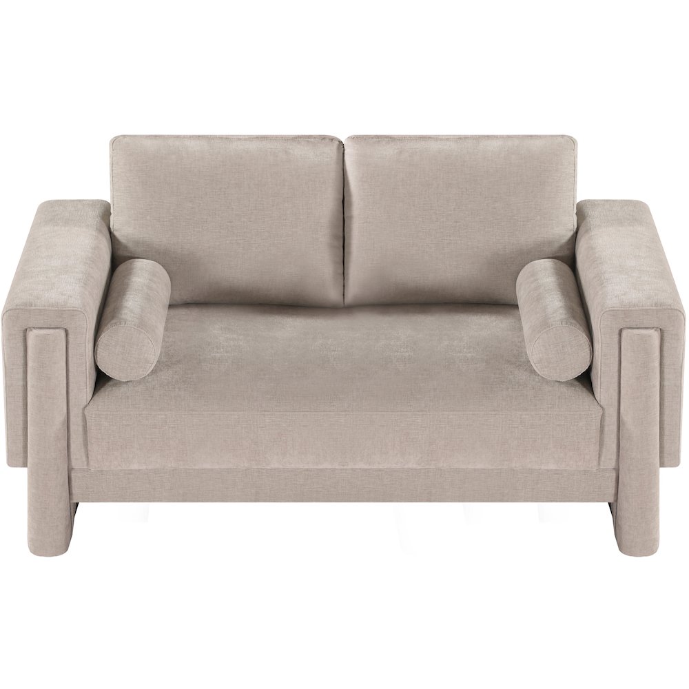 Madeline Beige Chenille Fabric Loveseat. Picture 5