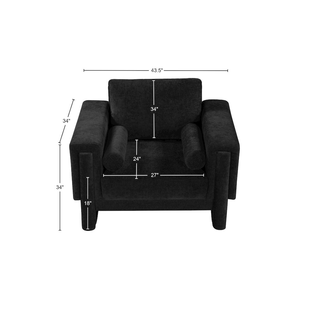 Madeline Black Chenille Fabric Chair. Picture 15