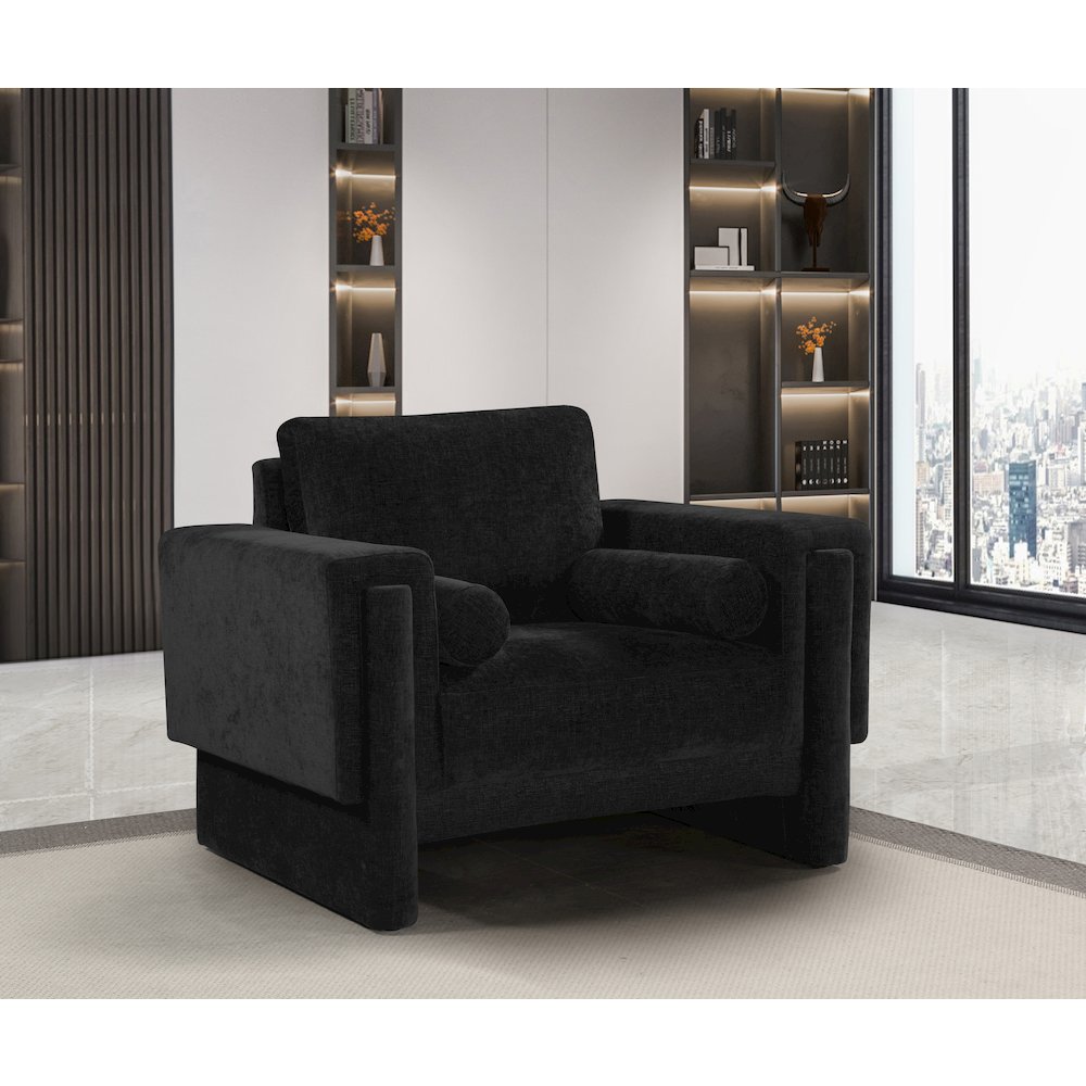 Madeline Black Chenille Fabric Chair. Picture 2