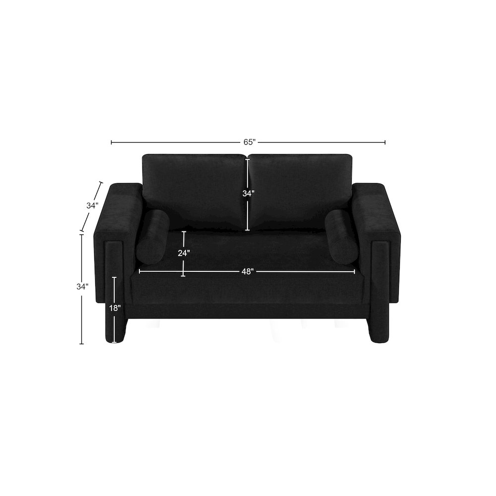 Madeline Black Chenille Fabric Loveseat. Picture 8
