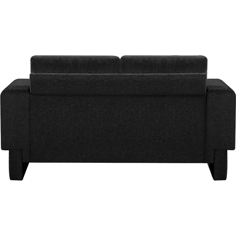 Madeline Black Chenille Fabric Loveseat. Picture 3