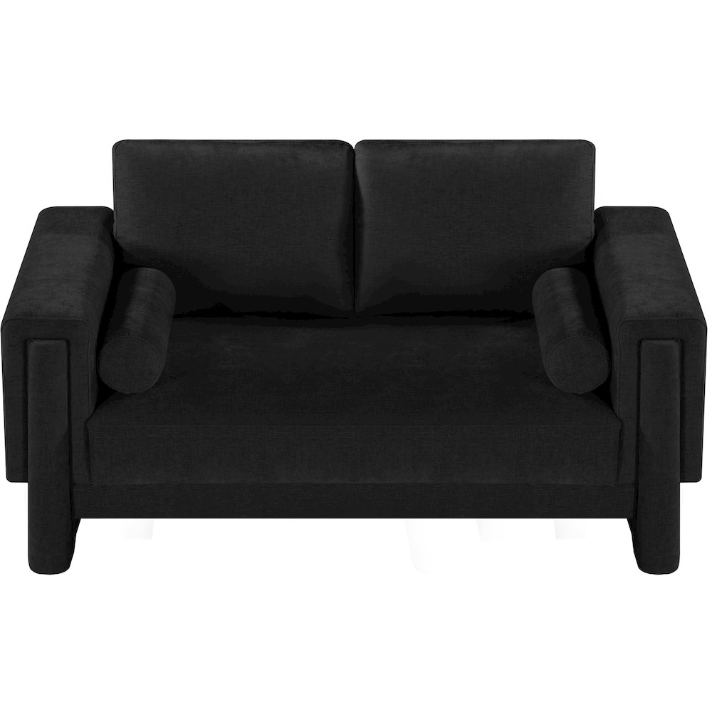 Madeline Black Chenille Fabric Loveseat. Picture 5