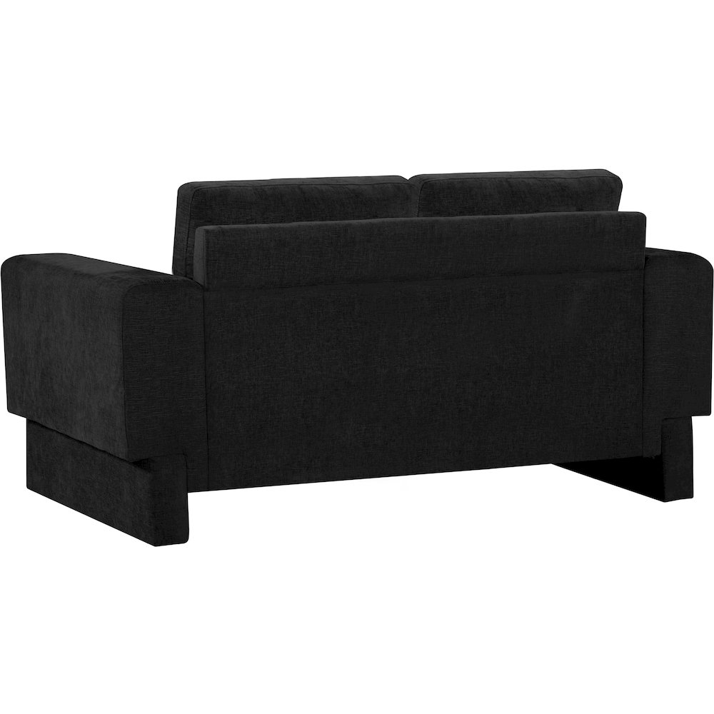 Madeline Black Chenille Fabric Loveseat. Picture 7