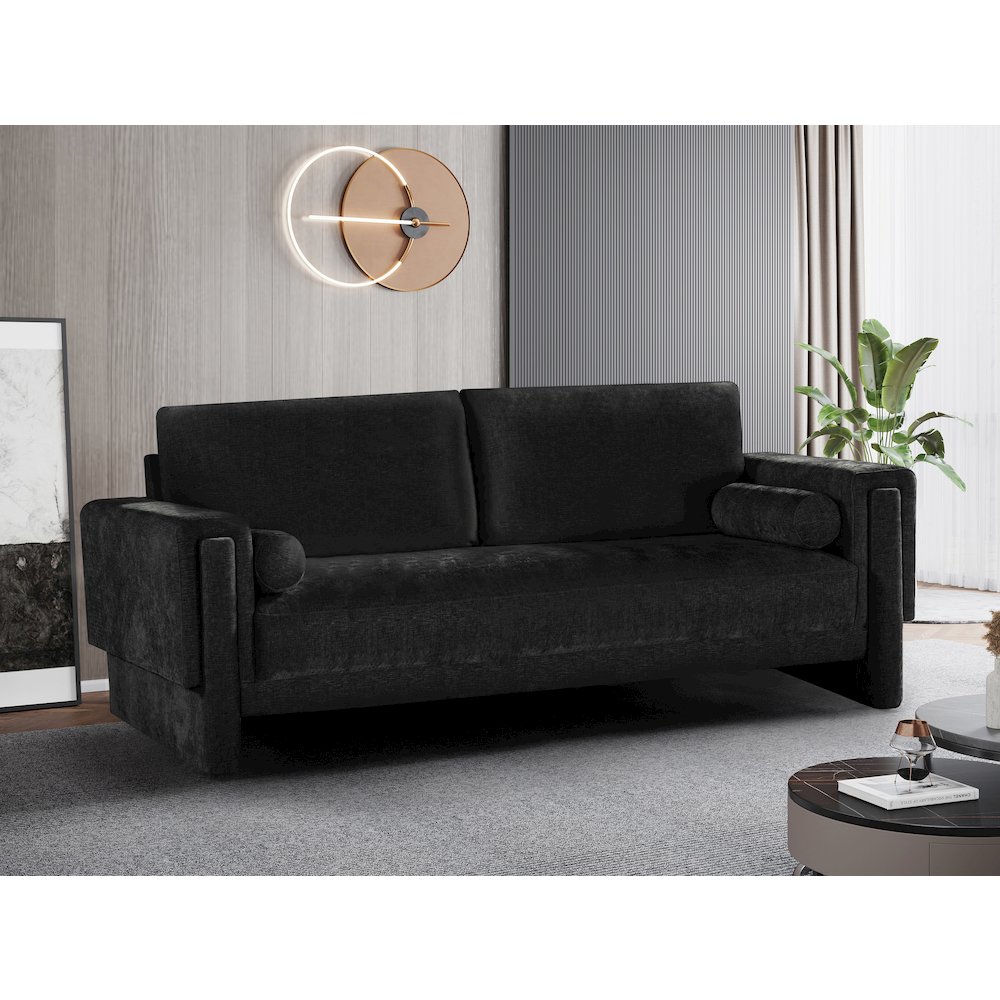 Madeline Black Chenille Fabric Sofa. Picture 2