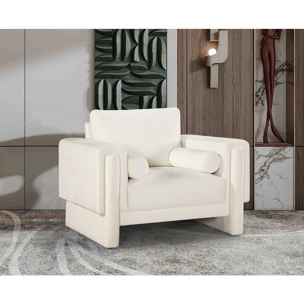Madeline Cream Chenille Fabric Chair. Picture 2