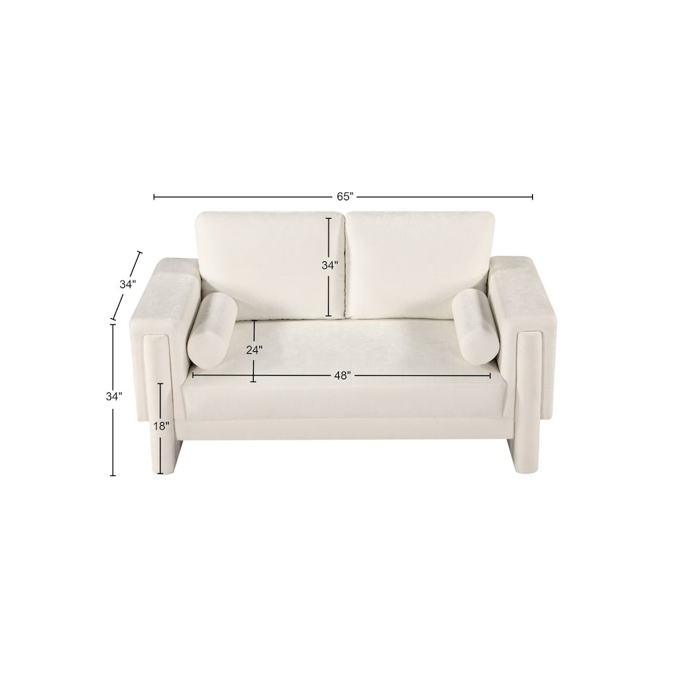 Madeline Cream Chenille Fabric Loveseat. Picture 15