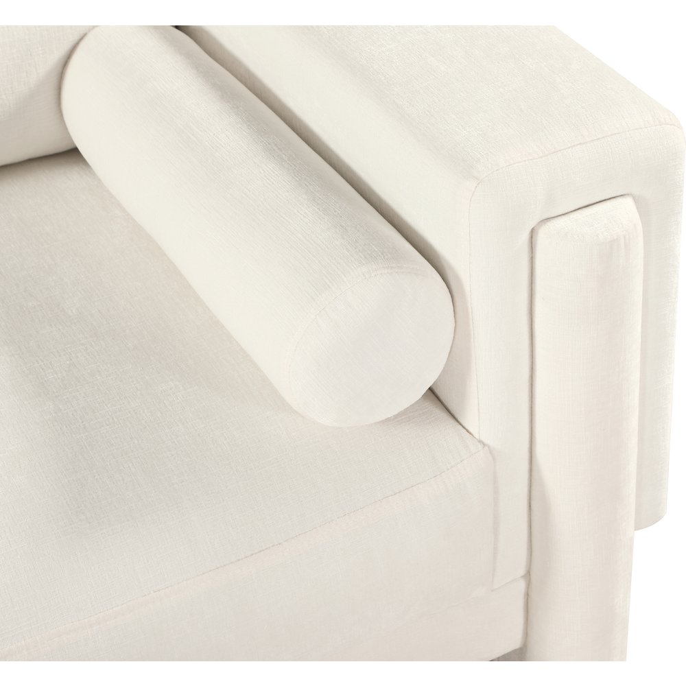 Madeline Cream Chenille Fabric Loveseat. Picture 10