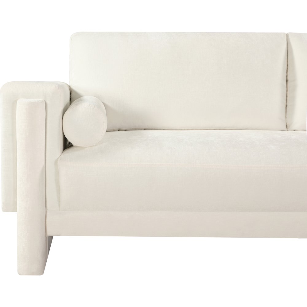 Madeline Cream Chenille Fabric Loveseat. Picture 11