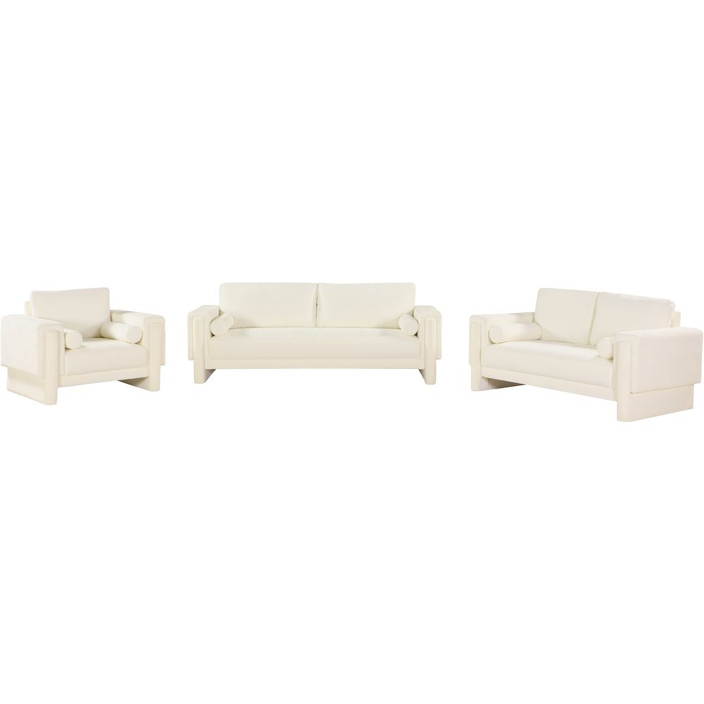 Madeline Cream Chenille Fabric Loveseat. Picture 13