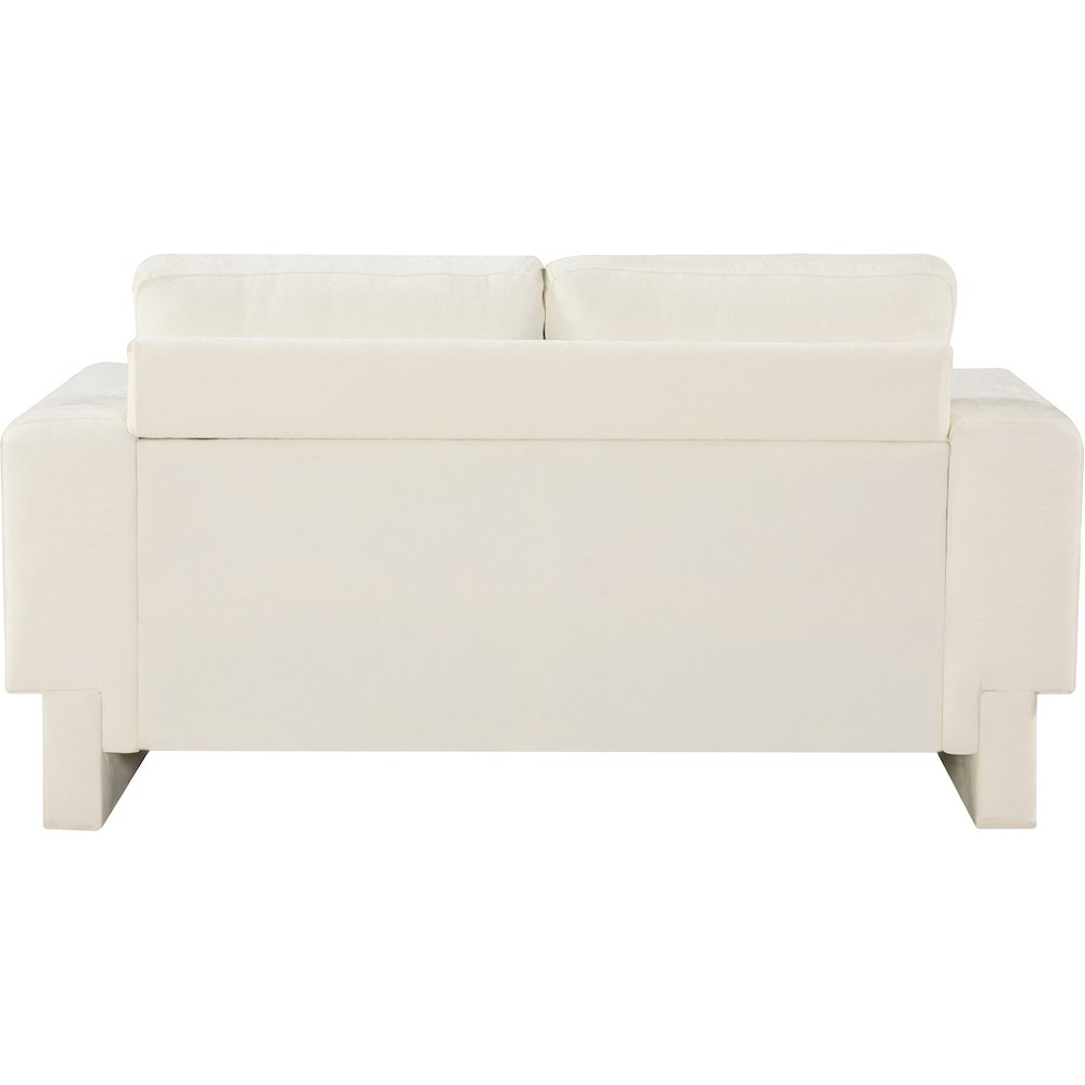 Madeline Cream Chenille Fabric Loveseat. Picture 3