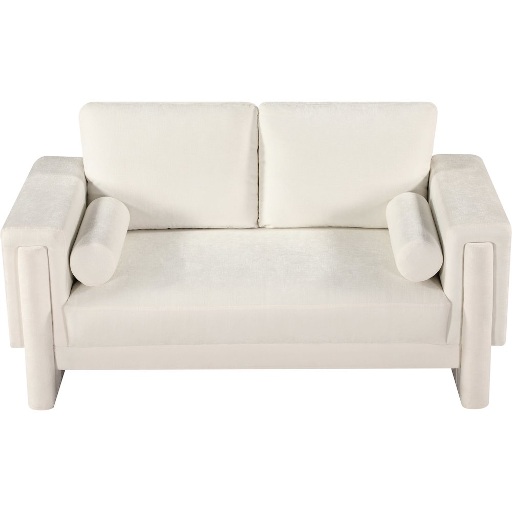 Madeline Cream Chenille Fabric Loveseat. Picture 5
