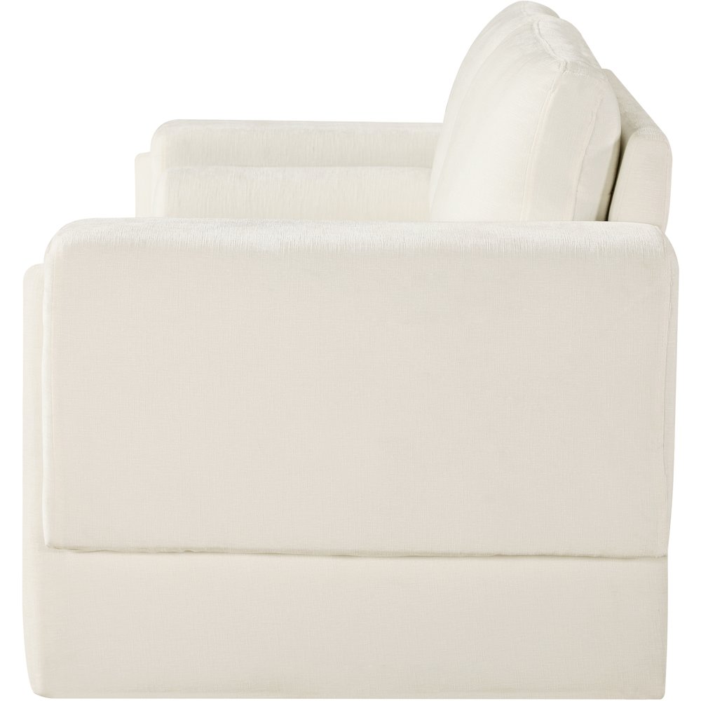 Madeline Cream Chenille Fabric Loveseat. Picture 6