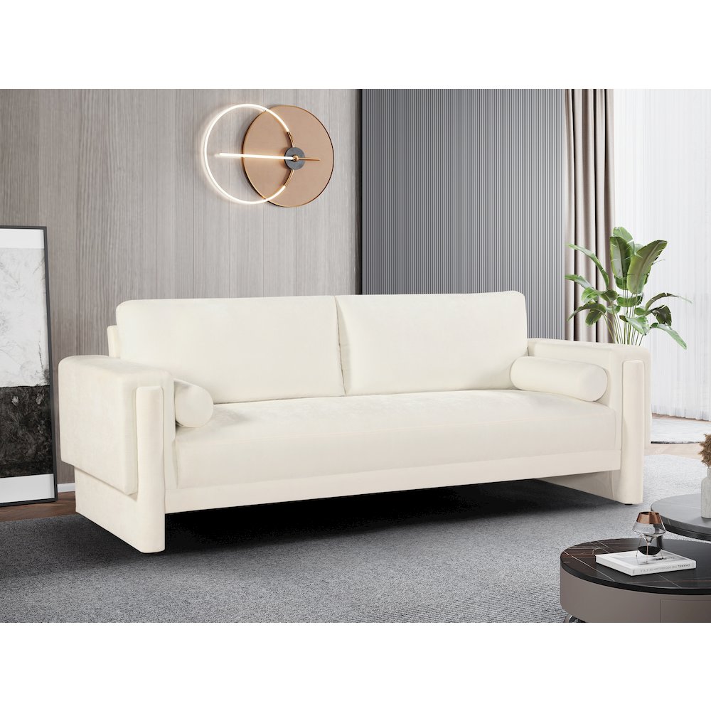 Madeline Cream Chenille Fabric Sofa. Picture 2