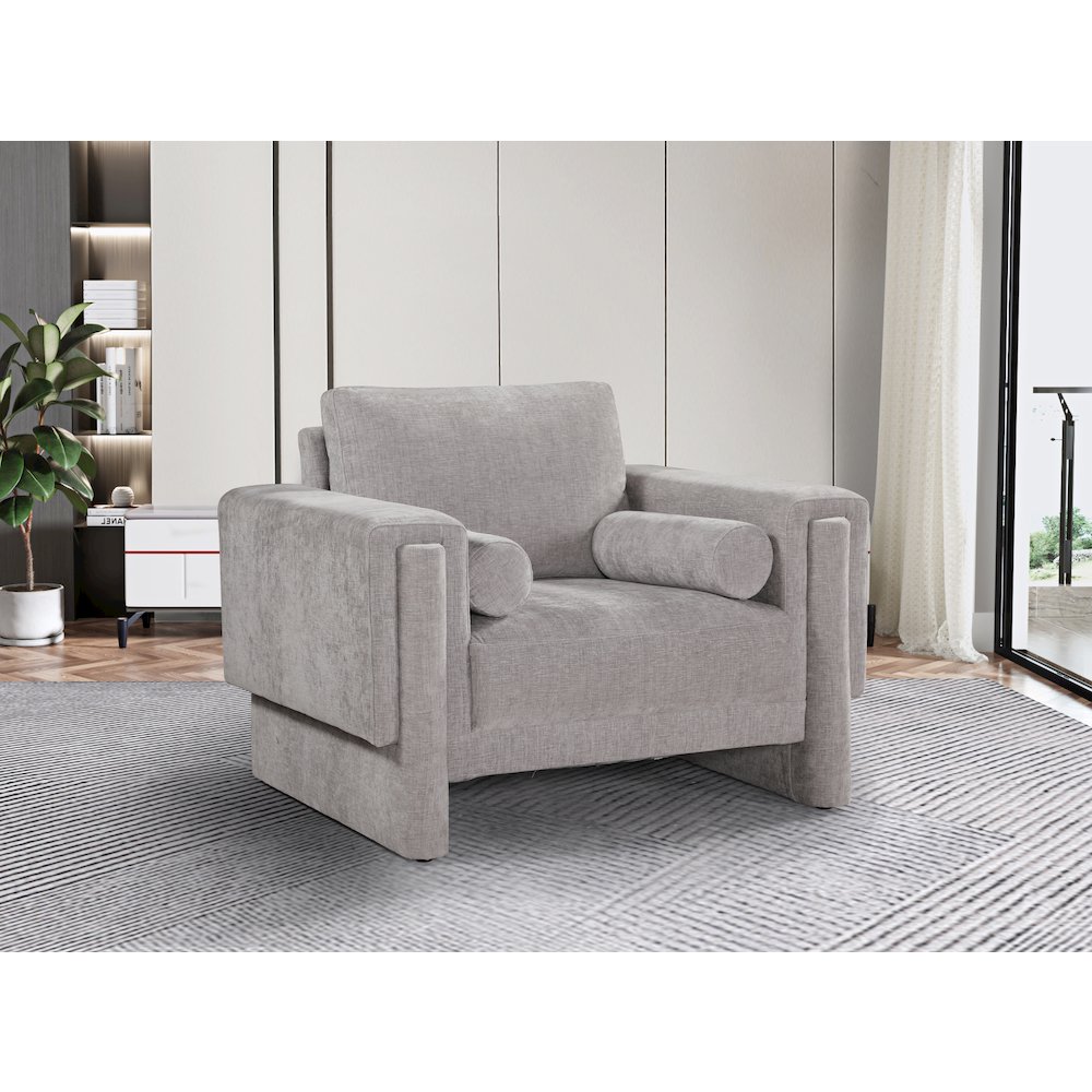 Madeline Grey Chenille Fabric Chair. Picture 2