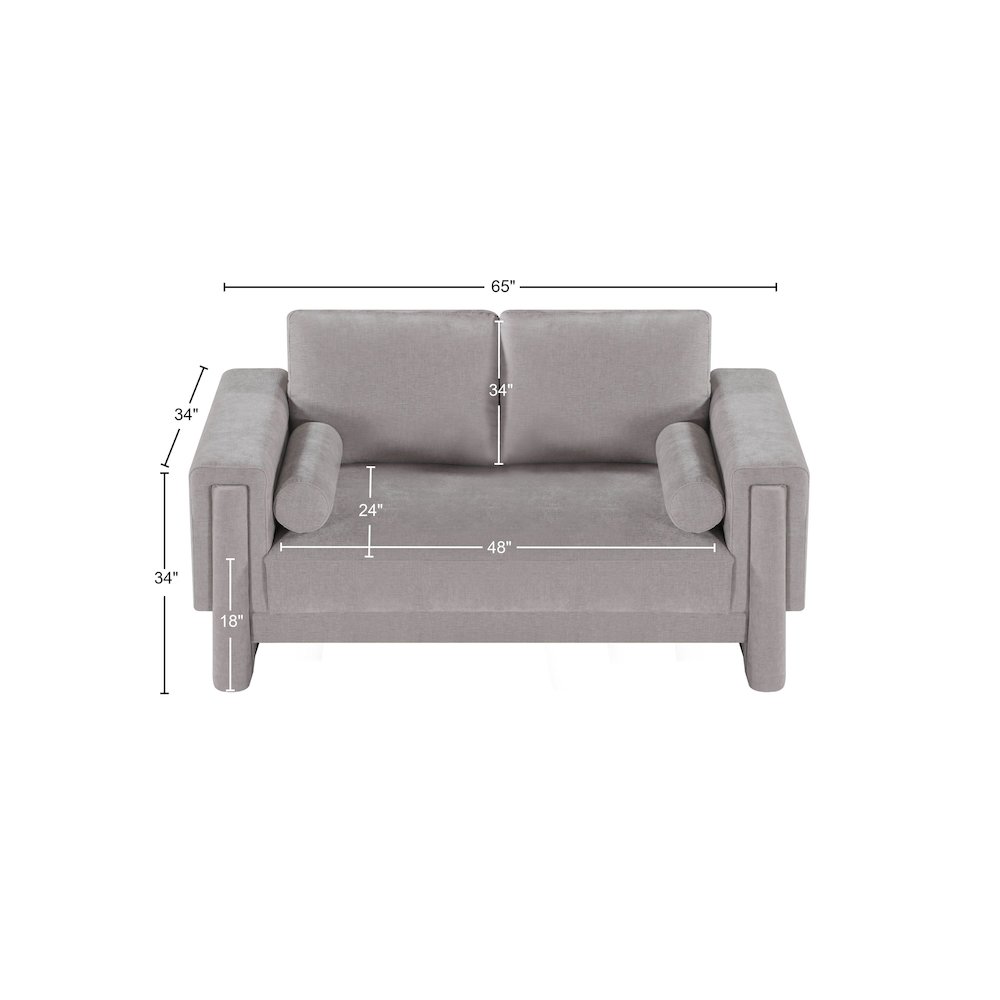 Madeline Grey Chenille Fabric Loveseat. Picture 15