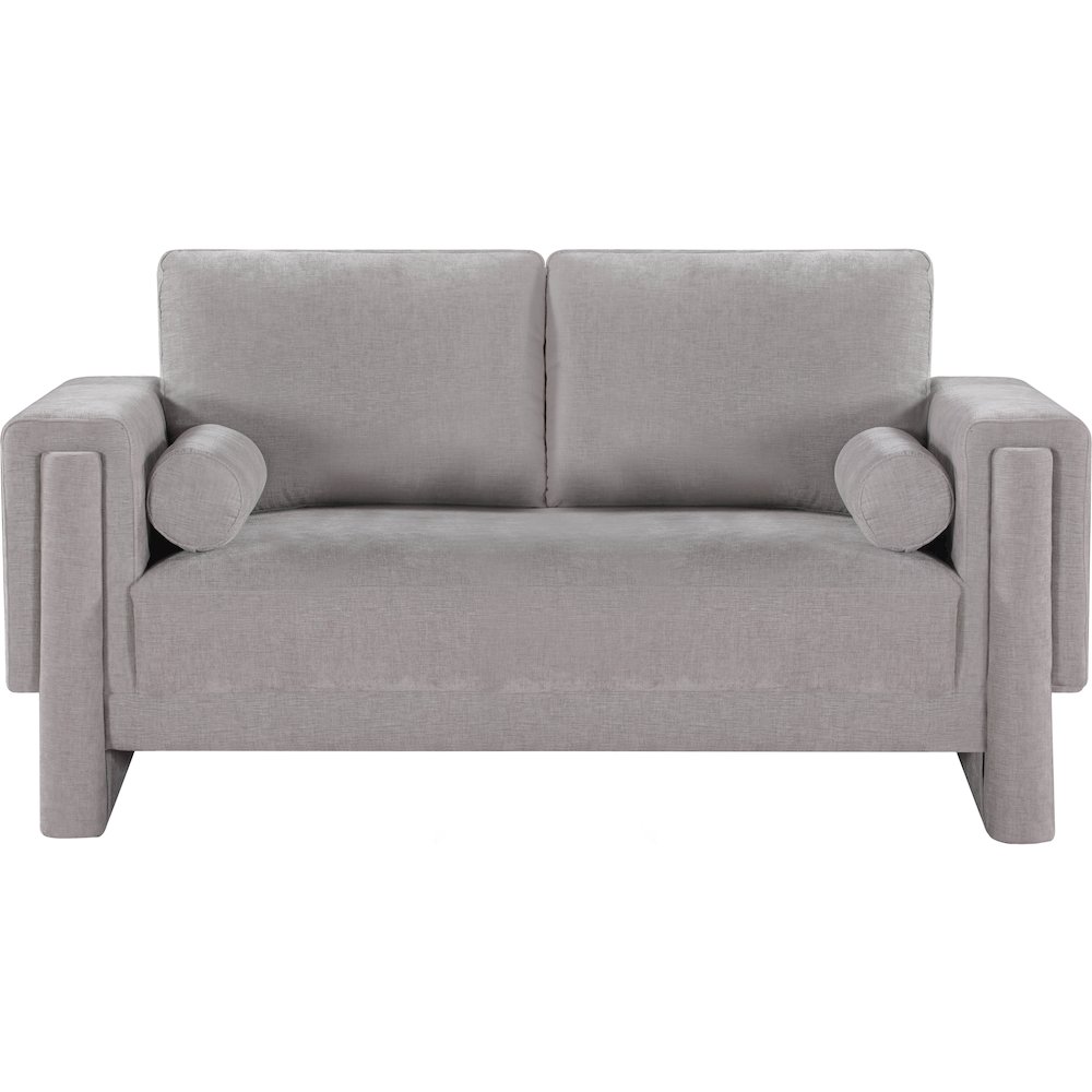 Madeline Grey Chenille Fabric Loveseat. Picture 4