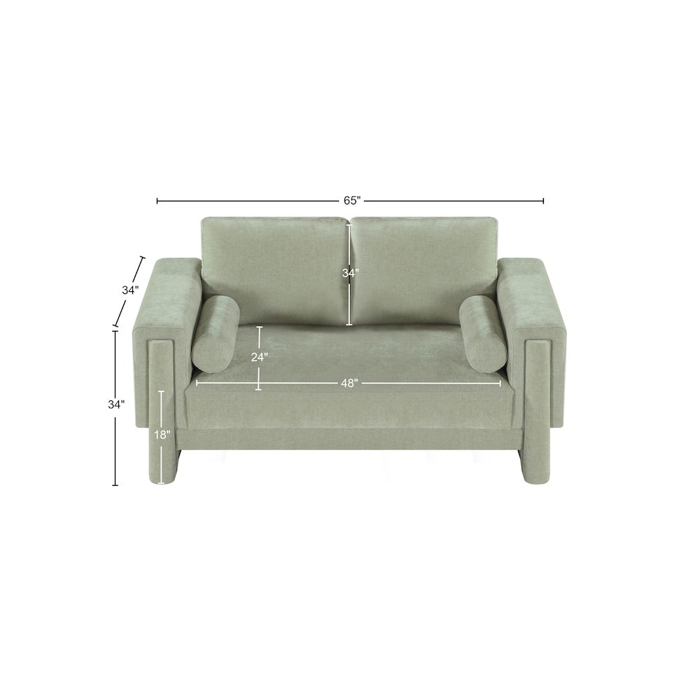 Madeline Mint Chenille Fabric Loveseat. Picture 15