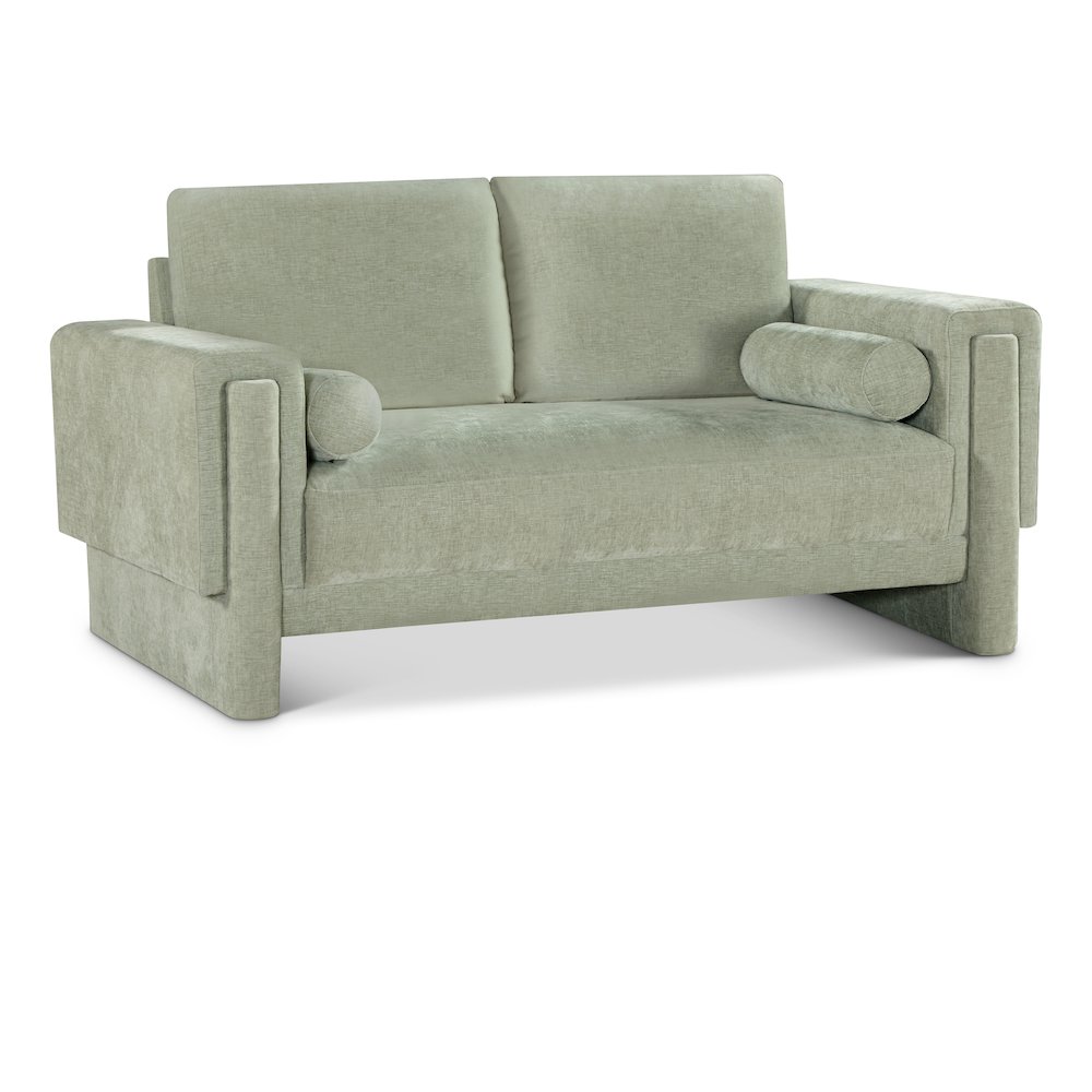 Madeline Mint Chenille Fabric Loveseat. Picture 1