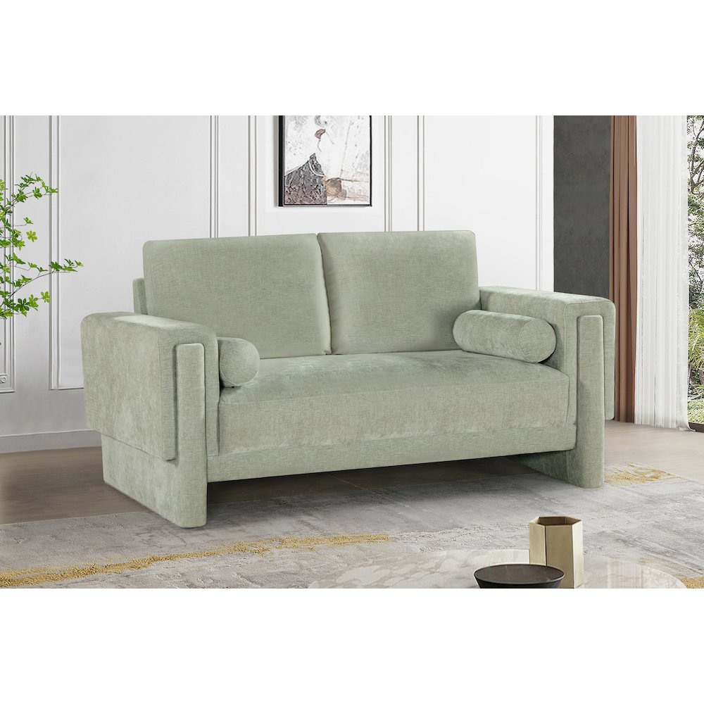 Madeline Mint Chenille Fabric Loveseat. Picture 2