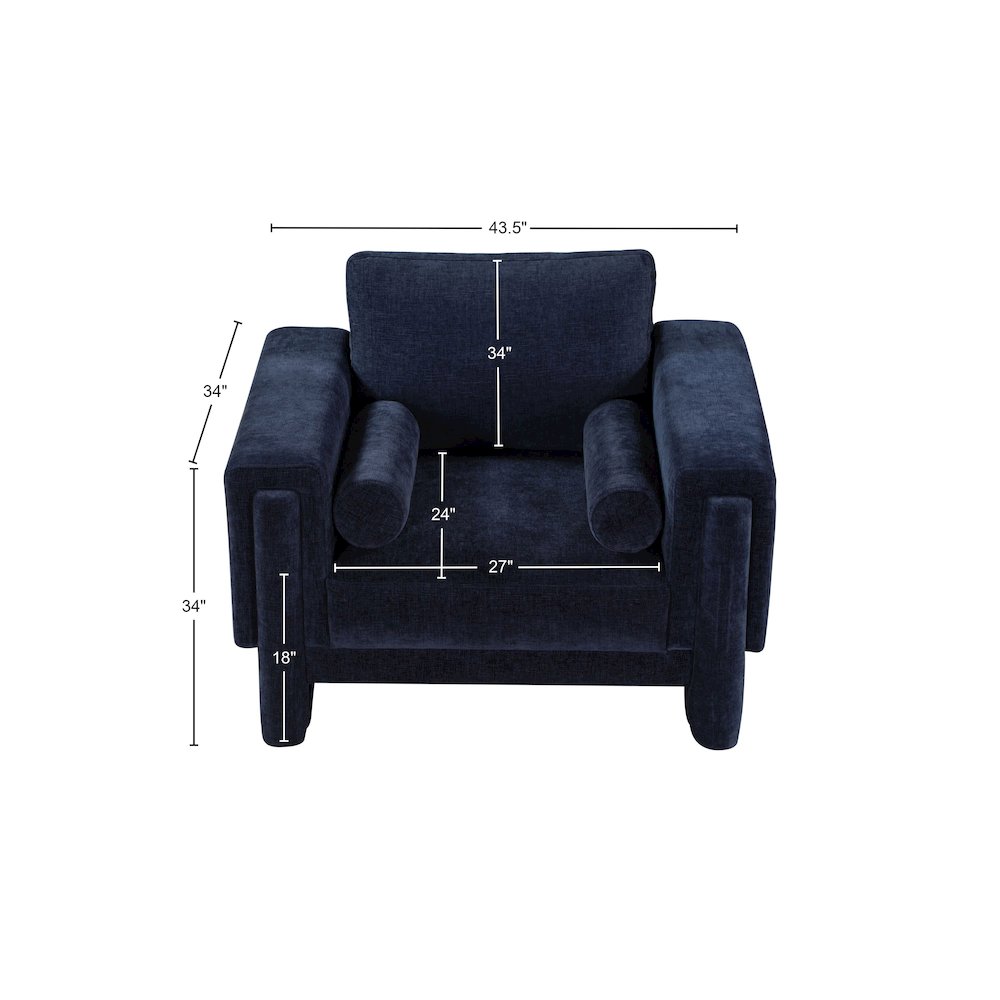 Madeline Navy Chenille Fabric Chair. Picture 15