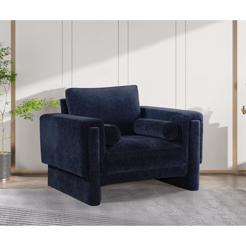 Madeline Navy Chenille Fabric Chair. Picture 2