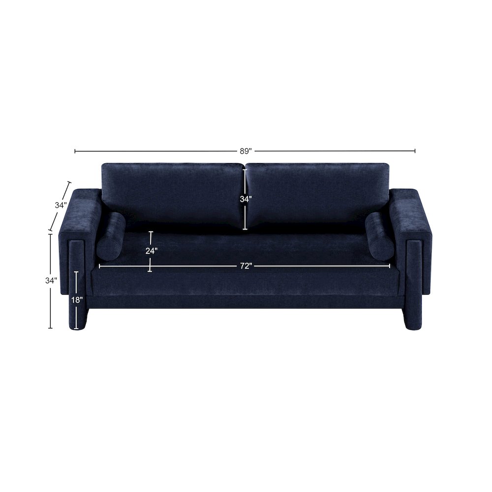 Madeline Navy Chenille Fabric Sofa. Picture 15