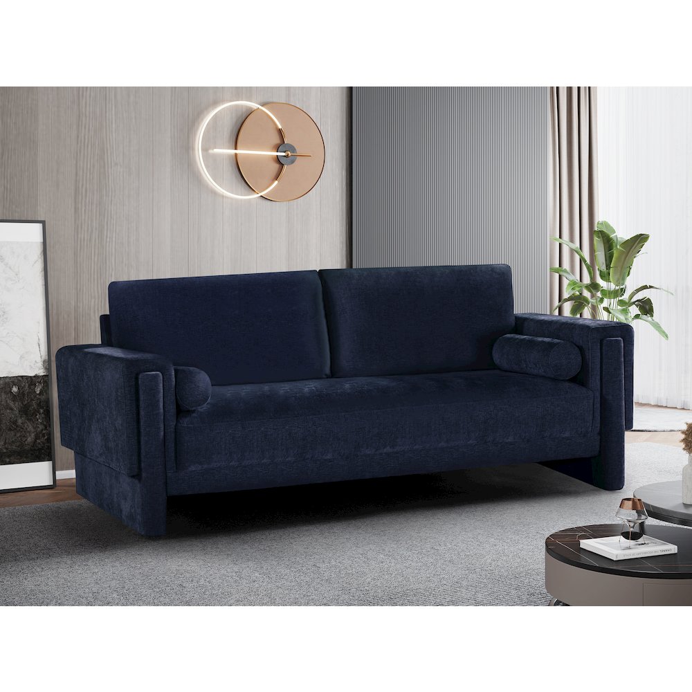 Madeline Navy Chenille Fabric Sofa. Picture 2