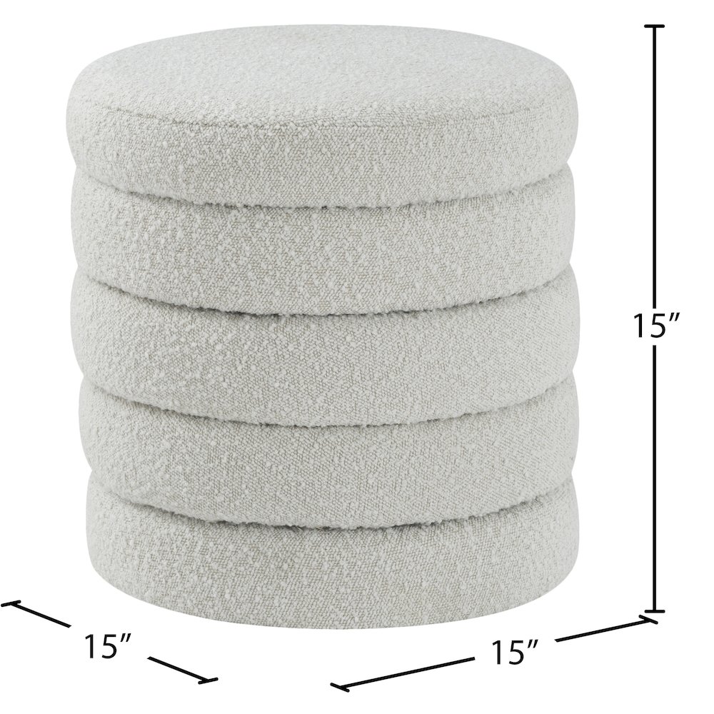 Aphia Cream Boucle Fabric Ottoman/Stool. Picture 3